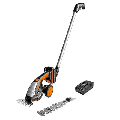 Imagen de Worx Tijera de césped y Cortasetos inalámbrico 20V WG801E.3, PowerShare, 2 Hojas, 1 Mango telescópico, Cambio rápido Hoja, batería 2Ah