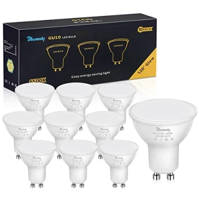 Imagen de Bombilla LED GU10 5W, 6500K Blanco Frío Lámpara Equivalente 40W Halógena, 450LM No Regulable Ángulo de haz 120 Bombillas Luz Blanca Fría, Paquete 10