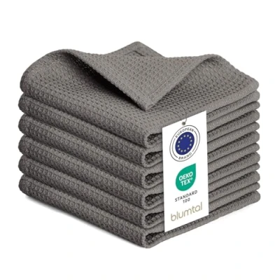 Imagen de Blumtal paños de Cocina 30x30cm en Set 6 Trapos 100% algodón Lavables a 60C con diseño gofre paño Algodon Color Gris