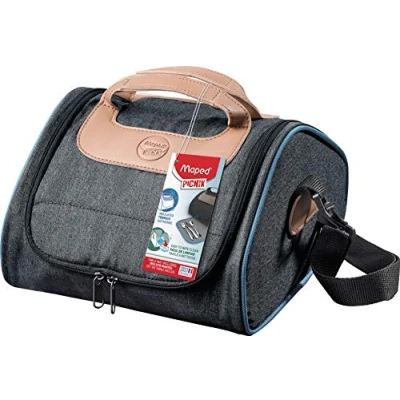Imagen de Maped Bolsa Porta Alimentos Colección Concept Adulto Capacidad para 4,4 Litros Color Azul Función Isotérmica Mantener la Comida Fresca Apertura Completa Incluye Mantel y Correa