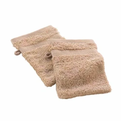 Imagen de Douceur d&#039;Intérieur Elegance 2 Guantes de baño (15 x 21 cm) Avellana, 100% algodón Liso