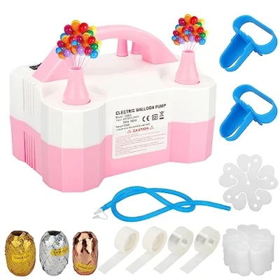 Imagen de Inflador de Globos Electrico, Bomba electrica para Doble Boquilla, Hinchador Globos, 600W Globo Aire Eléctrica, Decoración Fiestas, Cumpleaños, Festivales y Bodas