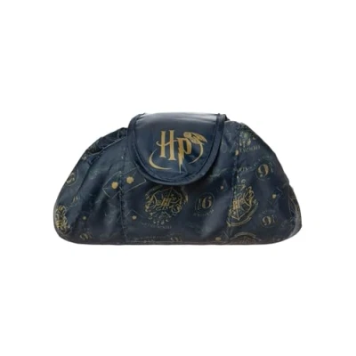Imagen de Harry Potter Bolsa de Maquillaje para Mujer Neceser cosmeticos Azul Marino con Estampado Integral del Logotipo Hogwarts Estuche Belleza Viaje Adultos y Adolescentes