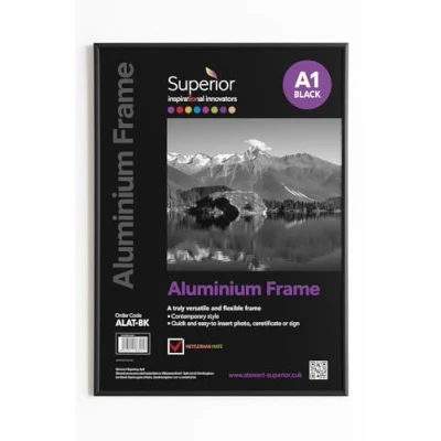 Imagen de Seco, ALA1 BK aluminio marco de fotos, vidrio seguridad con diseño formato vertical u horizontal, come un acabado en negro A1, metal, negro, A1