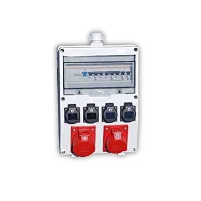 Imagen de Distribuidor de pared profesional, entrada M32 para cable, FI/LS, fabricado en Alemania, 6 salidas (1 x CEE 32 A, 1 16 4 230 V, K2, BGI GUV I608)