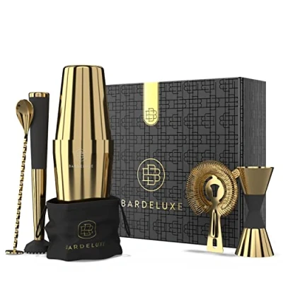 Imagen de BarDeluxe® Boston Juego de 5 coctelera Acero Inoxidable, cócteles 750 ml, Boston, Accesorios cóctel
