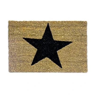 Imagen de Relaxdays Felpudo con Estrella, Alfombrilla Coco y PVC, 40 x 60 cm, Alfombra Bienvenida Antideslizante, Color Marrón, Caucho