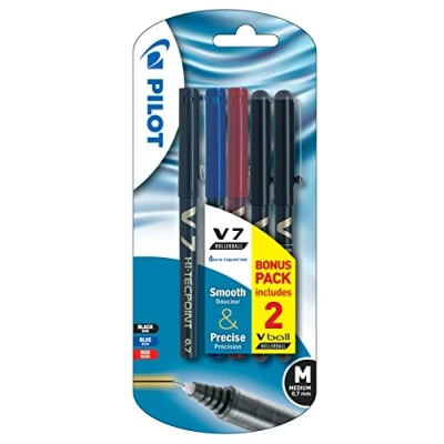 Imagen de Pilot V7 Paquete de 5 bolígrafos tinta liquida, multicolor