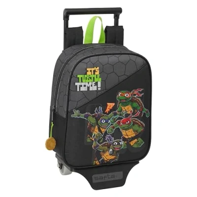 Imagen de Safta TORTUGAS NINJA Mochila Guardería con Carro, Ideal para Niños de Diferentes Edades, Cómoda y Versátil, Calidad Resistencia, 22x10x27 cm, Color Gris/negro