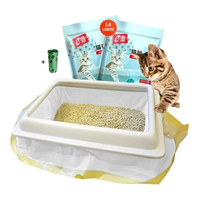 Imagen de Bandeja Filtro de Arena para Gatos Bolsa con Cordón 2 Paquetes (14 Bolsas), 91.5 x 45.7 cm, Medianos Areneros Caca Caja Bandejas Gato, Dar 1 Rollo Basura Mascotas (regalo)