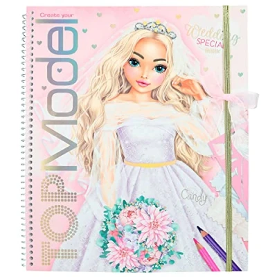 Imagen de Depesche 12393 Create Your TOPModel Wedding Special Libro de Pegatinas con 60 páginas para diseñar Bonitos Conjuntos, Incluye Hoja Pegatinas, Plantilla y muestras Tela