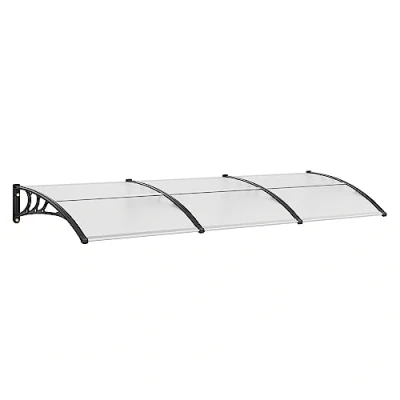 Imagen de VEVOR Toldo para Puerta de Entrada 965x2975 mm Marquesina Ventana Policarbonato Soporte ABS Resistente UPF 50+ Protección Contra Rayos UV, Lluvia, Nieve, Transparente