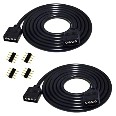Imagen de LITAELEK 2pcs 2.5m Cable Alargador Tira LED RGB Strip Extension 4 Pines Extensión Cinta Extensor Banda Pin Conector para SMD 5050 3528 2835 Strip, Negro