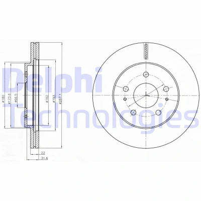 Imagen de DELPHI BG4326 Disco de freno 287 22 5 ventilado aceitado sin procesar cojinete rueda, anillo sensor ABS DAIHATSU: Terios II