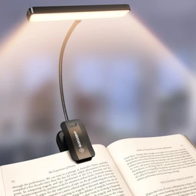 Imagen de Glocusent 26 LED Luz de Lectura, Lámpara Lectura USB C Recargable 360 Flexible con 5 Colores &amp; Brillos, Protección Ocular Lampara Libro Modo Memoria para leer en la cama