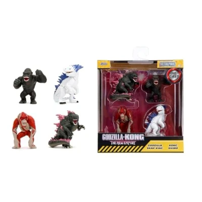 Imagen de Jada Toys Juego de 4 Figuras Godzilla x Kong (Godzilla, King Kong, Shimo, Skar King) coleccionables MonsterVerse Metal, 6,5 cm Cada una, para Fans y coleccionistas a Partir 8 años,