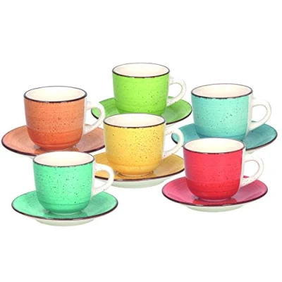 Imagen de Tognana LS18502M043 Art &amp; Pepper Juego de 6 Tazas con Plato cc250, Piedra, Multicolor