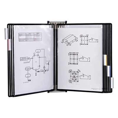 Imagen de TARIFOLD Expositor de pared A4 para catálogos con fijación y 10 fundas PVC, color negro, TAA414107