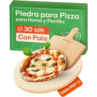 Imagen de Piedra Para Pizza Horno con Pala de Bambú Cordierita 30 cm Refractaria Parrilla y Barbacoa una Masa Crujiente