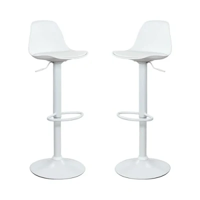 Imagen de Vaukura Taburete Alto Regulable Tulipa con Asiento Acolchado (Blanco)