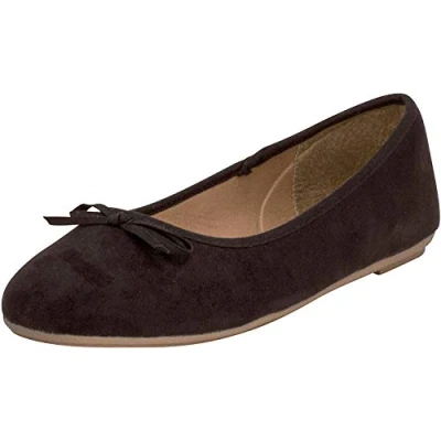 Imagen de Fitters Footwear That Fits Damas Bailarinas Helen Microfibra Modernas básicas con moño (44 EU, Negro)