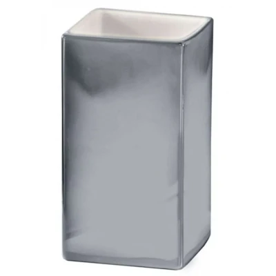 Imagen de Gedy Glamour Vaso, Porcelana, Plata, 6.5x6.5x11 cm