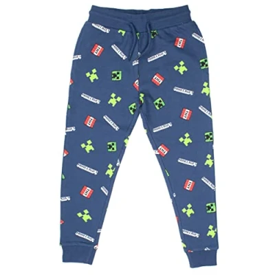 Imagen de Minecraft Ropa Pantalones de chándal para niños Joggers Azules 100% algodón Regalos Azul (7 8 años)