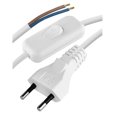 Imagen de Emos Flexo de Cable PVC 2 x 0,75 mm, m, Color Blanco con Interruptor, KF H1/s051e4