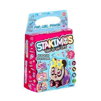 Imagen de TOMY Stakimos Pop Girl Phoebe Juego de manualidades para niños construir tu propio adorable personaje 3D espuma poliéster reciclado, no necesita pegamento ni corte, kits
