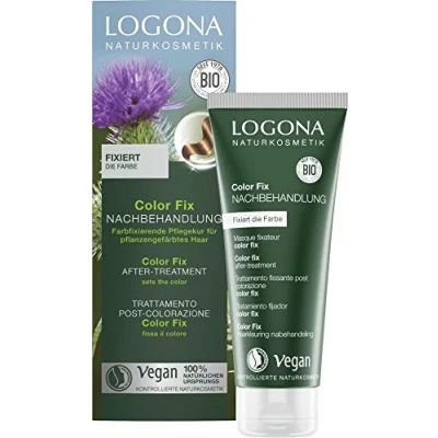 Imagen de LOGONA Naturkosmetik tratamiento posterior Color Fix para tintes de cabello a base hierbas, fija el color, capilar, vegano, paquete 2 (2 x 100 ml), crema