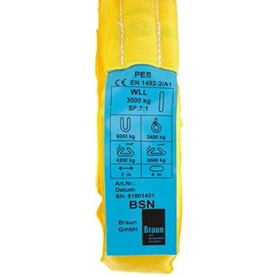 Imagen de Braun 30041RS Correa transportadora (poliéster, resistencia: 3000 kg, 2 m), color amarillo