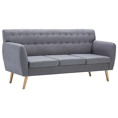 Imagen de vidaXL Sofá de 3 Plazas Tapizado Tela 172x70x82cm Gris Claro Mobiliario Hogar