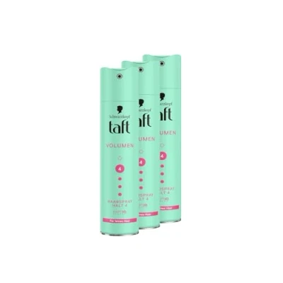 Imagen de Schwarzkopf Taft Aerosol para el cabello (3 x 250 ml), grado de retención 4 peinados, spray fino, fórmula vegana