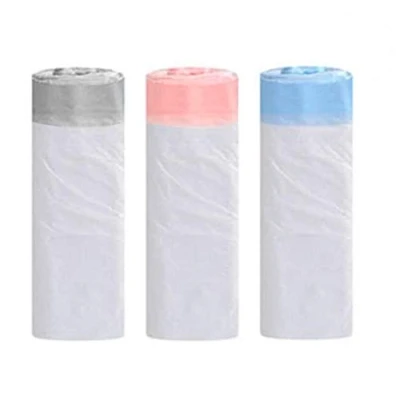 Imagen de 3 rollos de bolsas basura 20 litros con asa cordón, altas fuertes sin perfume, para interiores, dormitorio, cocina, oficina (45 x 50 cm)