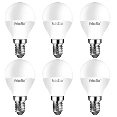 Imagen de EXTRASTAR Bombillas LED 6W E14 G45, 480 Lúmen, Luz Cálida 3000K, Equivalente a 48W Bombilla Halógena, No Regulable, 6Pcs