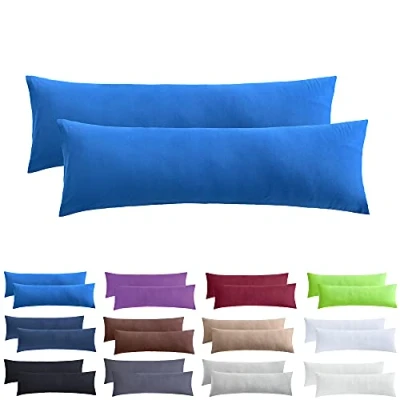 Imagen de NatureMark Fundas de Almohada Jersey, Paquete 2 Unidades, para Almohadas Dormir Lado y Cuello, Muchos tamaños Colores (40 x 145 cm, Apta Azul Real)