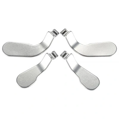 Imagen de eXtremeRate 4 Palas de Metal mágnetico Paletas Acero Inoxidable Accesorios Piezas Cambio Desmontable Recambio para Xbox One Elite 2(Plateado 2 largas Cortes)
