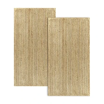 Imagen de HAMID Pack 2 Alfombras de Yute Granada 100% Fibra Natural Suave Tejida a Mano Alfombra Salón, Comedor, Dormitorio, Pasillos, Entrada (150x80cm) 2uds…