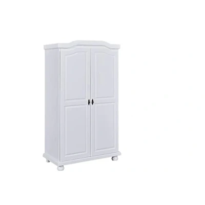Imagen de Inter Link Armario funcional 2 puertas 5 nichos Con espacio para colgar de pino macizo Barnizado blanco Ancho :104cm Fondo :56cm Alto : 180cm Hedda