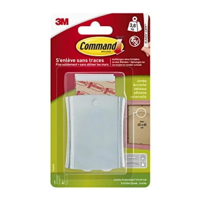 Imagen de Command 3M 17048 Soporte para cuadro (soporta hasta 3.6 kg, 1 gancho con 4 bandas, desmontable, de metal), color plateado