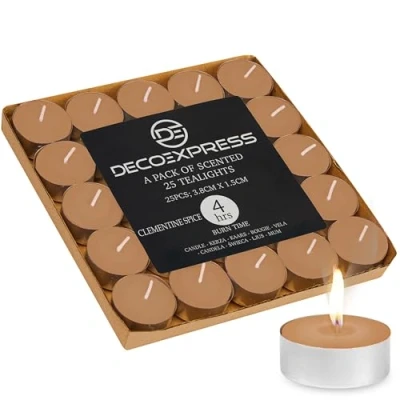 Imagen de Velas 2024: Cada vela está diseñada para proporcionar una experiencia segura y saludable. Este pack es excepcional decorar tu hogar sin preocupaciones (Clementina Especiada 25/4 Horas)