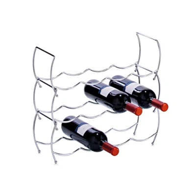 Imagen de Zeller 27356 Estantería de Vino, Metal, Plateado, 42x14x14 cm, 3 Unidades