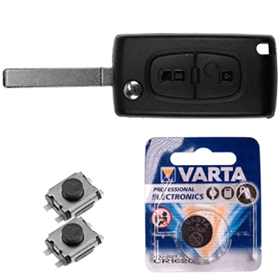 Imagen de Kit de reparación Mando a Distancia para Radio Coche con 2 Botones + VA2 en Blanco batería Apto Peugeot 407 Socio Citroen C2 C3 Berlingo