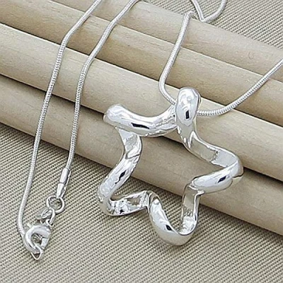 Imagen de Fashionapple Collares con Colgante de Estrella Cinco Puntas para Mujer, joyería Simple, Collar Cadena Serpiente