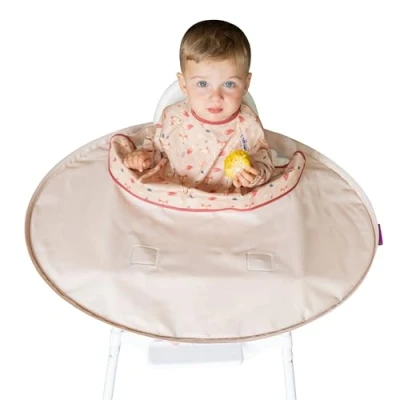 Imagen de Tidy Tot Kit de bandeja destete Tapete que se acopla directamente a la trona y babero con mangas, ideal para evitar engorros en las comidas