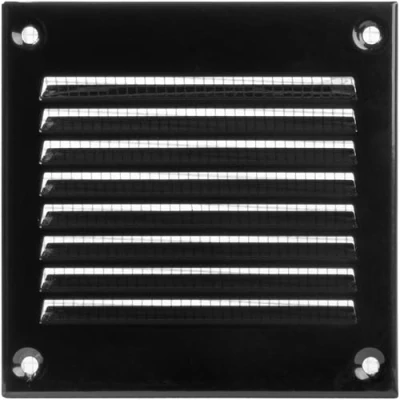 Imagen de Vent Systems 4 x pulgadas (dimensiones totales) Negro cubierta de ventilación aire metal con pantalla protección plagas integrada, conducto HVAC para