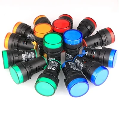 Imagen de GUUZI 16 Piezas de Luz Indicadora Rojo/Amarillo/Azul/Verde 22mm Panel Piloto LED AC 220V 380V 20mA Lámpara Señal (Cada Color 4 Piezas)