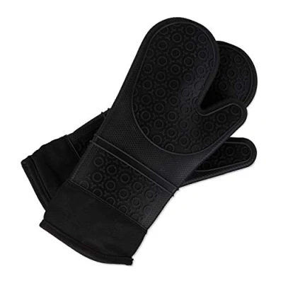 Imagen de Relaxdays Guantes Horno, Manoplas Cocina, Resistentes al Calor, Silicona, 36,5 x 18,5 1,5 cm, 1 Par, Negro