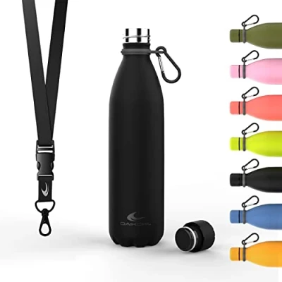 Imagen de Daikoku Botella Termica de Acero Inoxidable 750ML A Prueba Fugas Bebidas Calientes por 12 Horas y Frías 24 Seguro Saludable Ideal para Senderismo, Gimnasio, Oficina Negro