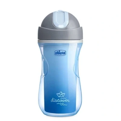 Imagen de Chicco Sport Cup Botella aislada con pajita suave de 266 ml, 14 meses en adelante, diseño cohete